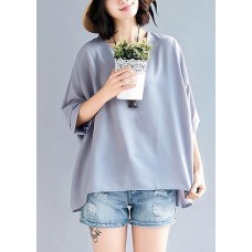 Mu o neck Batwing Sleeve chiffon For Women Outfits gray tops Summer