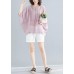 Classy o neck Batwing Sleeve patchwork cotton blended tops women blouses Boho Outfits pink short blouse Summer