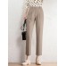 Solid Pocket Pleated Tailored Pants For Women