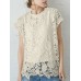 Lace Hollow Short Sleeve Crew Neck Two Pieces Blouse