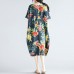 women navy linen shift dresses trendy plus size holiday dresses New short sleeve floral linen dress